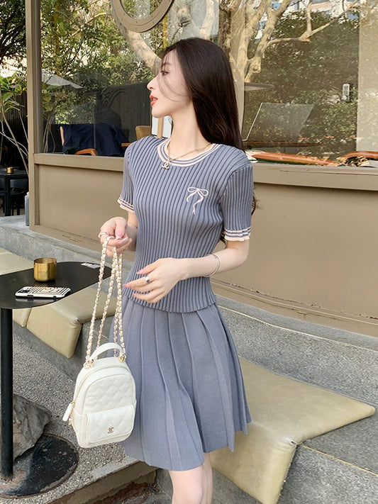 สีเทาชุดกระโปรงผู้หญิงฤดูร้อนเกาหลี